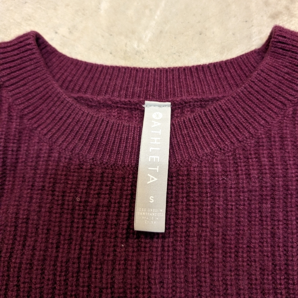 Athleta Turin Wool Women's S Burgundy Sweater Wool/Cashmere Blend - Picture 3 of 7